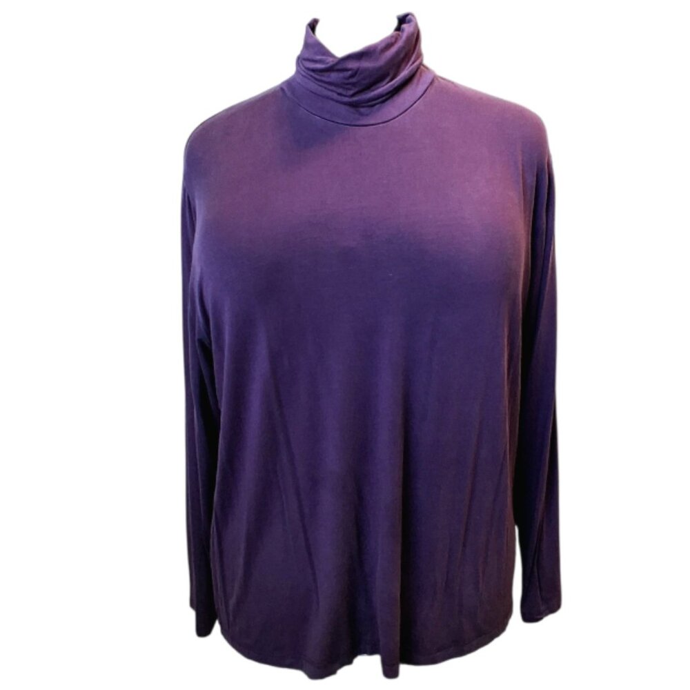 Gudrun Sjödén Eggplant/Purple Long Sleeve Turtleneck Sz XXL
